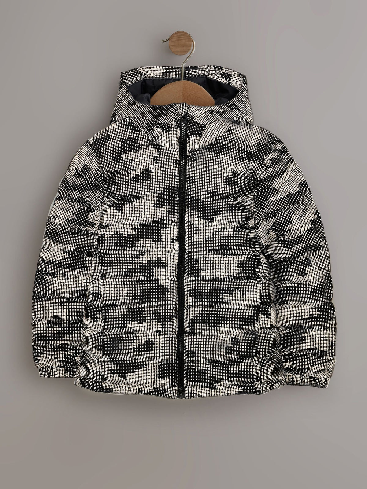 Grey Reflective Quilted Midweight Hooded Jacket (3-17yrs)