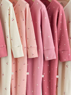 Pink Cherry Print 7 Pack Two Way Zip Baby Sleepsuits (0mths-3yrs)