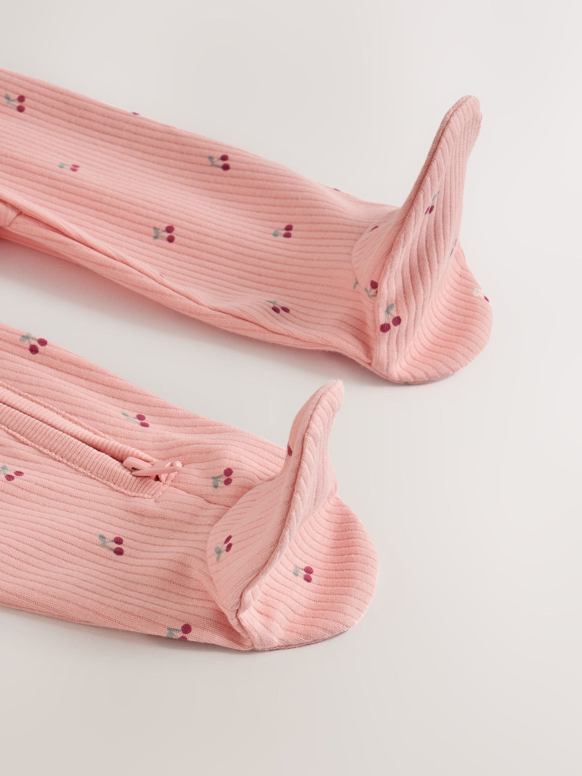 Pink Cherry Print 7 Pack Two Way Zip Baby Sleepsuits (0mths-3yrs)