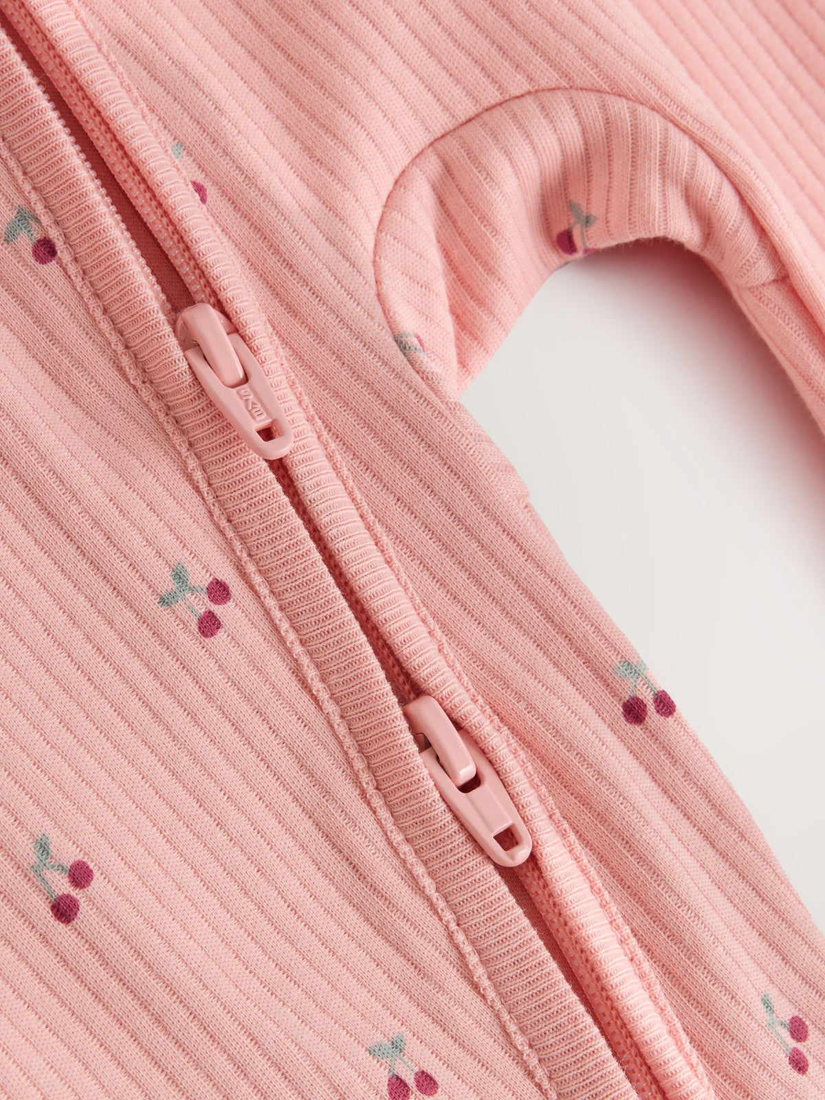 Pink Cherry Print 7 Pack Two Way Zip Baby Sleepsuits (0mths-3yrs)