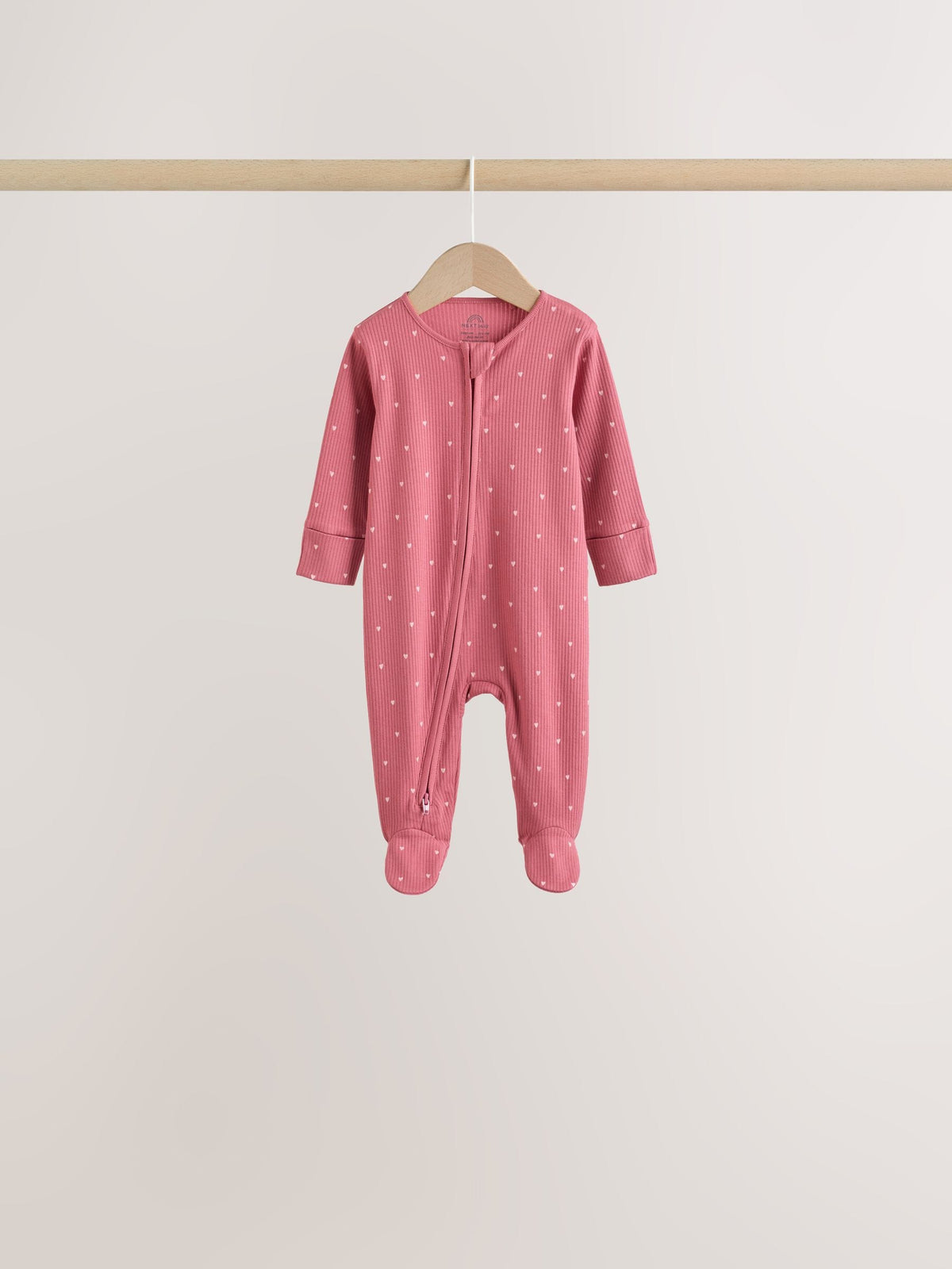 Pink Cherry Print 7 Pack Two Way Zip Baby Sleepsuits (0mths-3yrs)