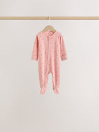 Pink Cherry Print 7 Pack Two Way Zip Baby Sleepsuits (0mths-3yrs)