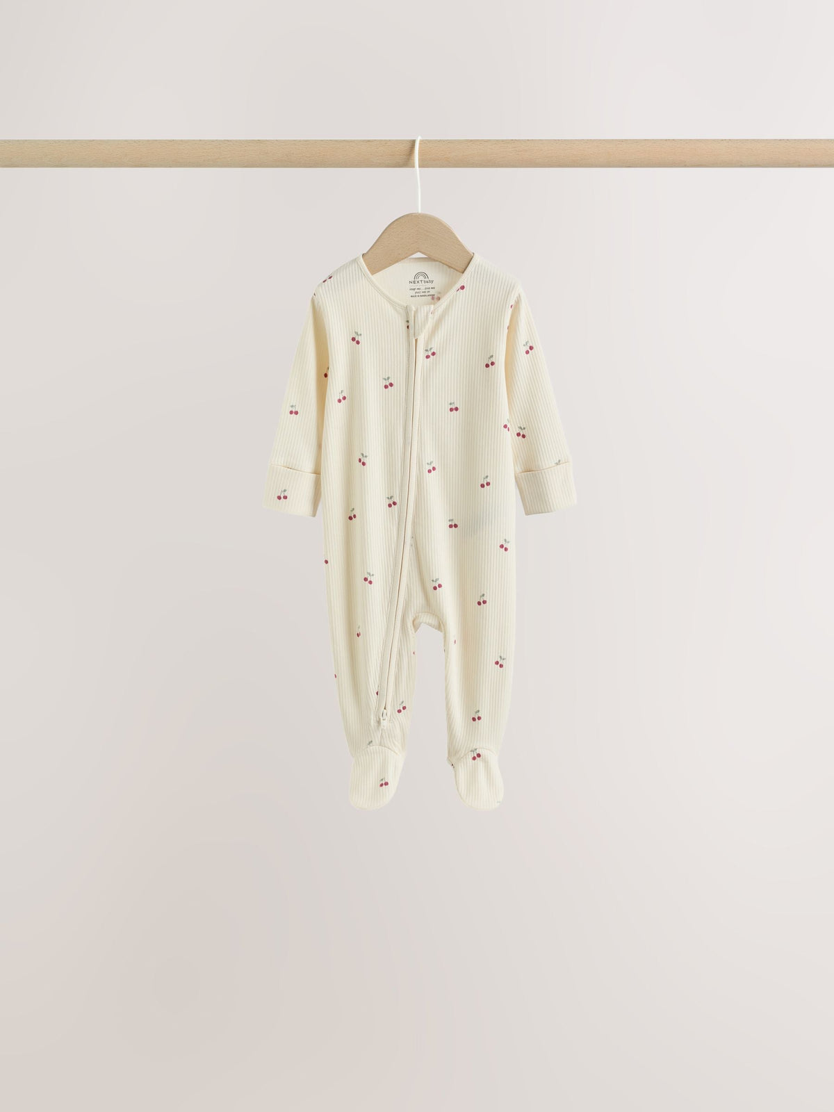 Pink Cherry Print 7 Pack Two Way Zip Baby Sleepsuits (0mths-3yrs)