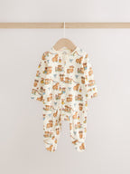 Pink/Green Hamish Two Way Zip Baby Sleepsuits 3 Pack (0-3yrs)