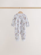 Lilac/Sage Fairy Mouse Two Way Zip Baby Sleepsuits 4 Pack (0mths-3yrs)