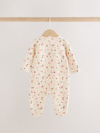 Brown Ditsy Floral Quilted Wrap Baby Sleepsuits 2 Pack
