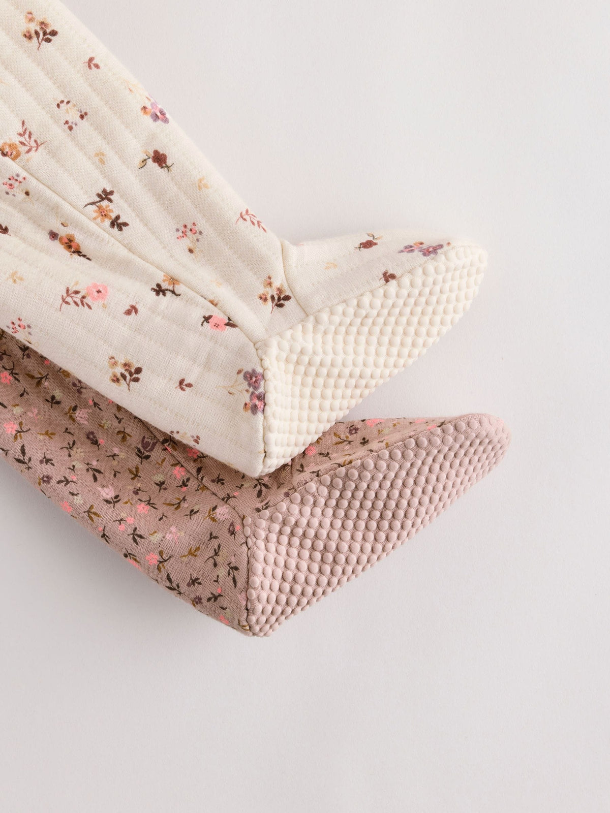 Brown Ditsy Floral Quilted Wrap Baby Sleepsuits 2 Pack