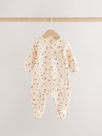 Brown Ditsy Floral Quilted Wrap Baby Sleepsuits 2 Pack
