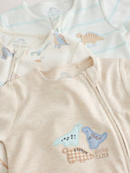 Neutral Dinosaur Baby Sleepsuits 3 Pack (0-2yrs)