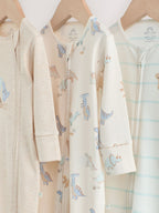 Neutral Dinosaur Baby Sleepsuits 3 Pack (0-2yrs)