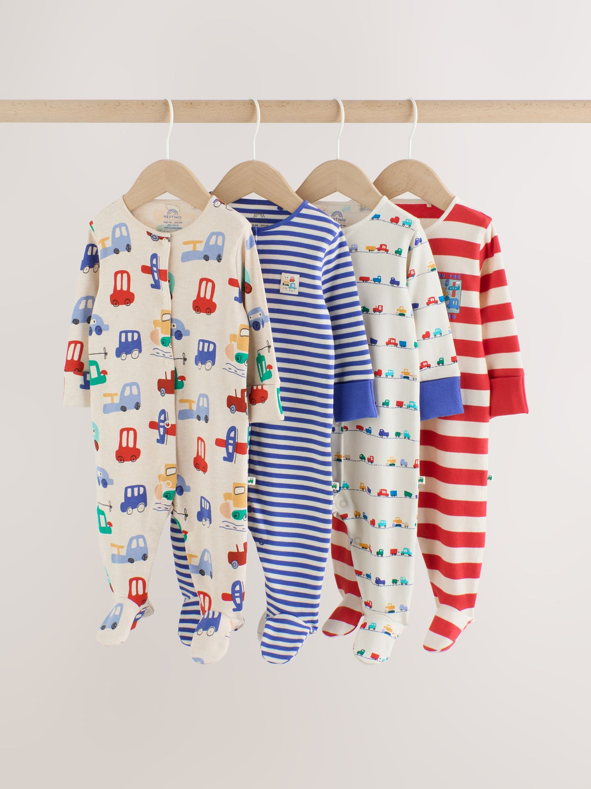Bright Transport Sleepsuits 4 Pack (0mths-2yrs)