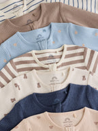 Neutral/Brown Bear Two Way Zip Baby Sleepsuits 7 Pack (0mths-2yrs)