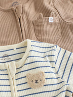 Neutral/Brown Bear Two Way Zip Baby Sleepsuits 7 Pack (0mths-2yrs)