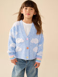 Little Bird Blue Bubble Cloud Button Through Knitted Cardigan