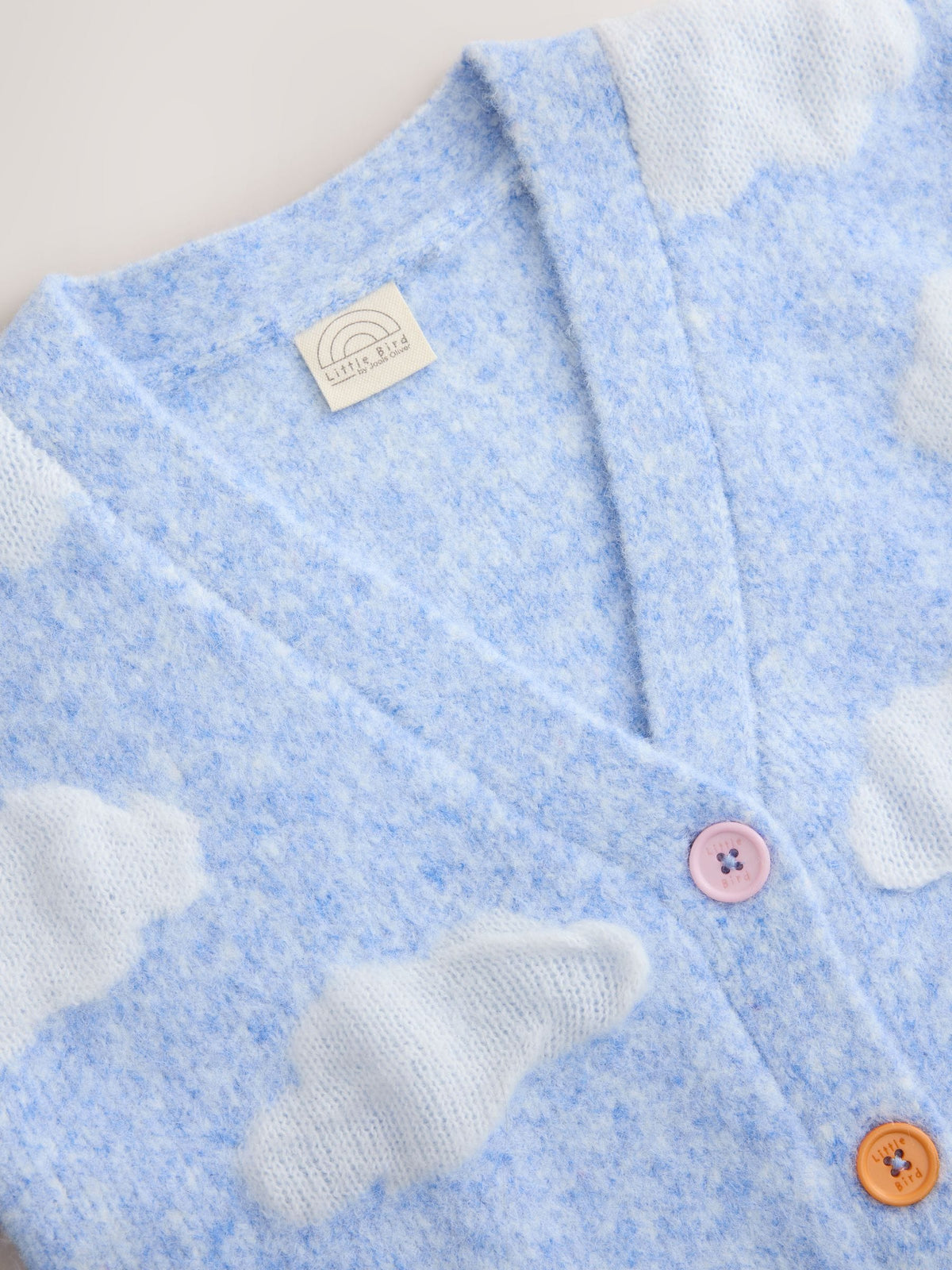 Little Bird Blue Bubble Cloud Button Through Knitted Cardigan