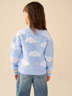 Little Bird Blue Bubble Cloud Button Through Knitted Cardigan
