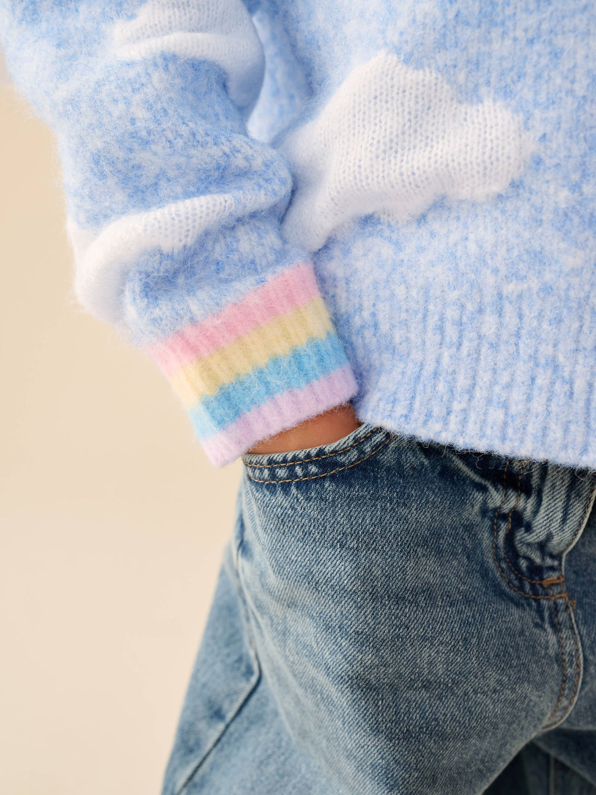 Little Bird Blue Bubble Cloud Button Through Knitted Cardigan