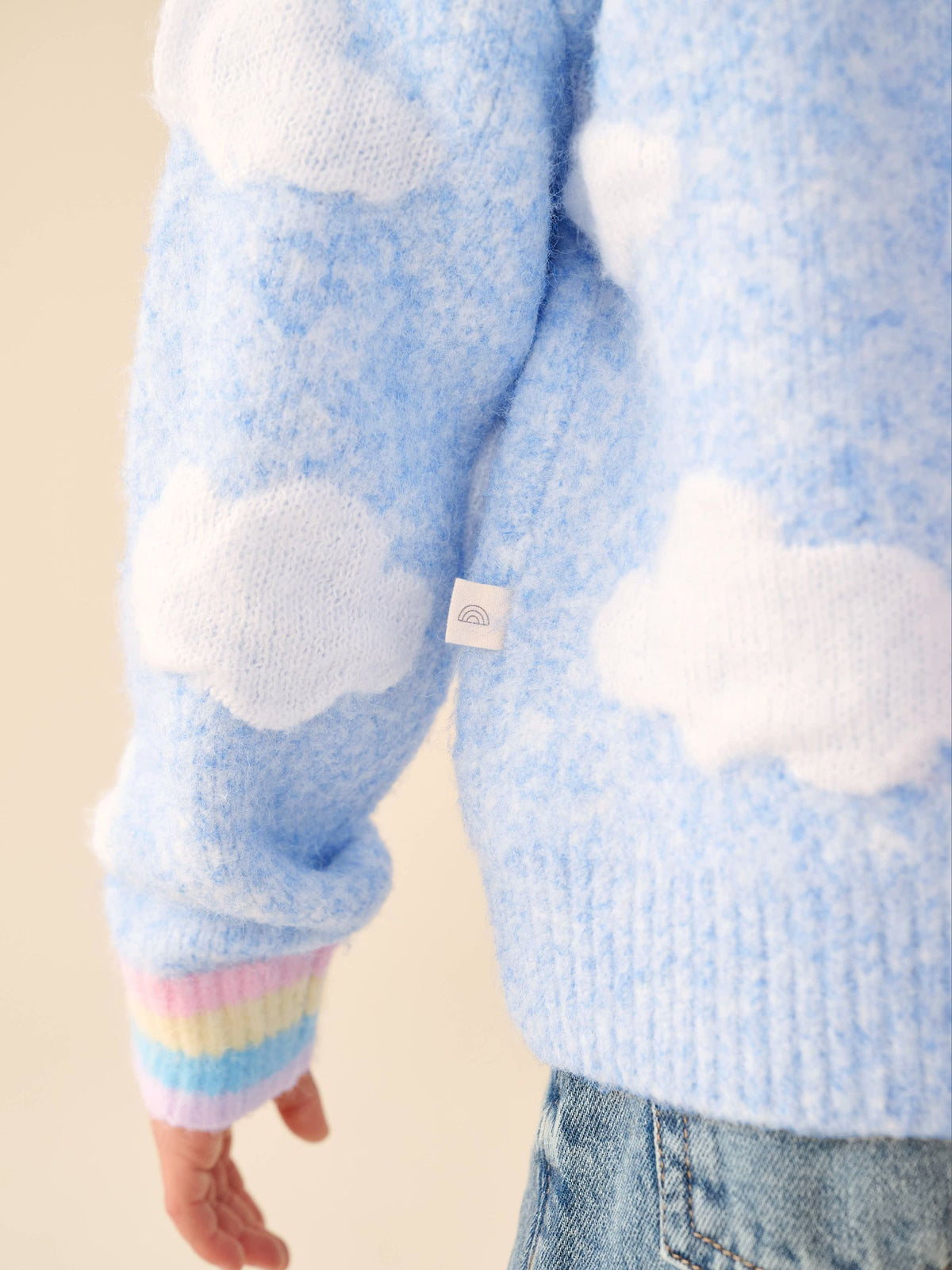 Little Bird Blue Bubble Cloud Button Through Knitted Cardigan