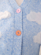 Little Bird Blue Bubble Cloud Button Through Knitted Cardigan