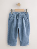 Blue/Stone Wide Fit Textured Corduroy Trousers 2 Pack (3mths-7yrs)