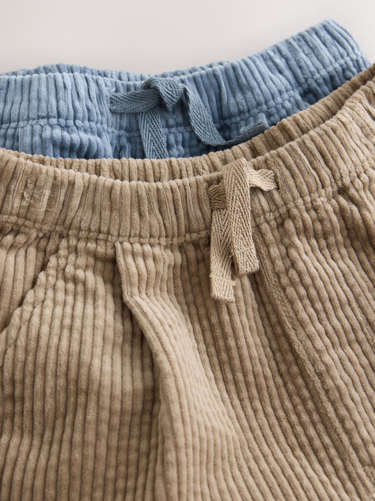 Blue/Stone Wide Fit Textured Corduroy Trousers 2 Pack (3mths-7yrs)