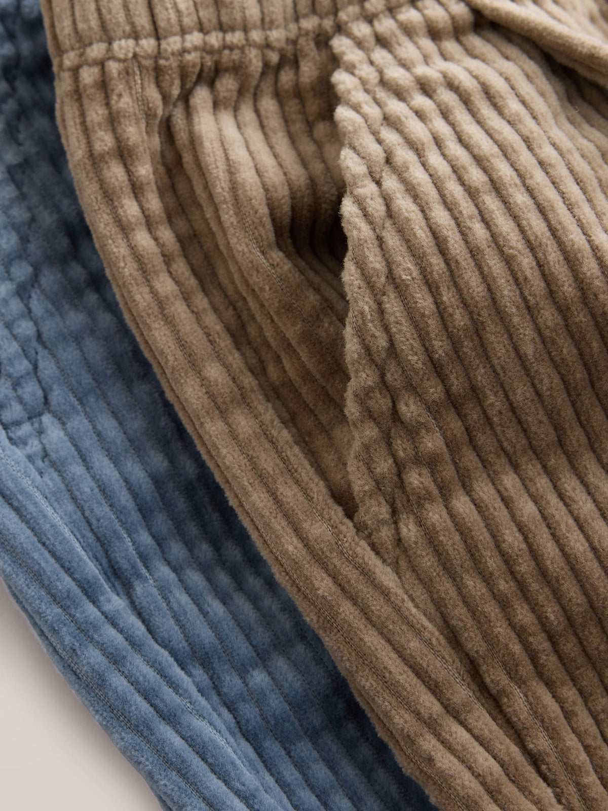 Blue/Stone Wide Fit Textured Corduroy Trousers 2 Pack (3mths-7yrs)