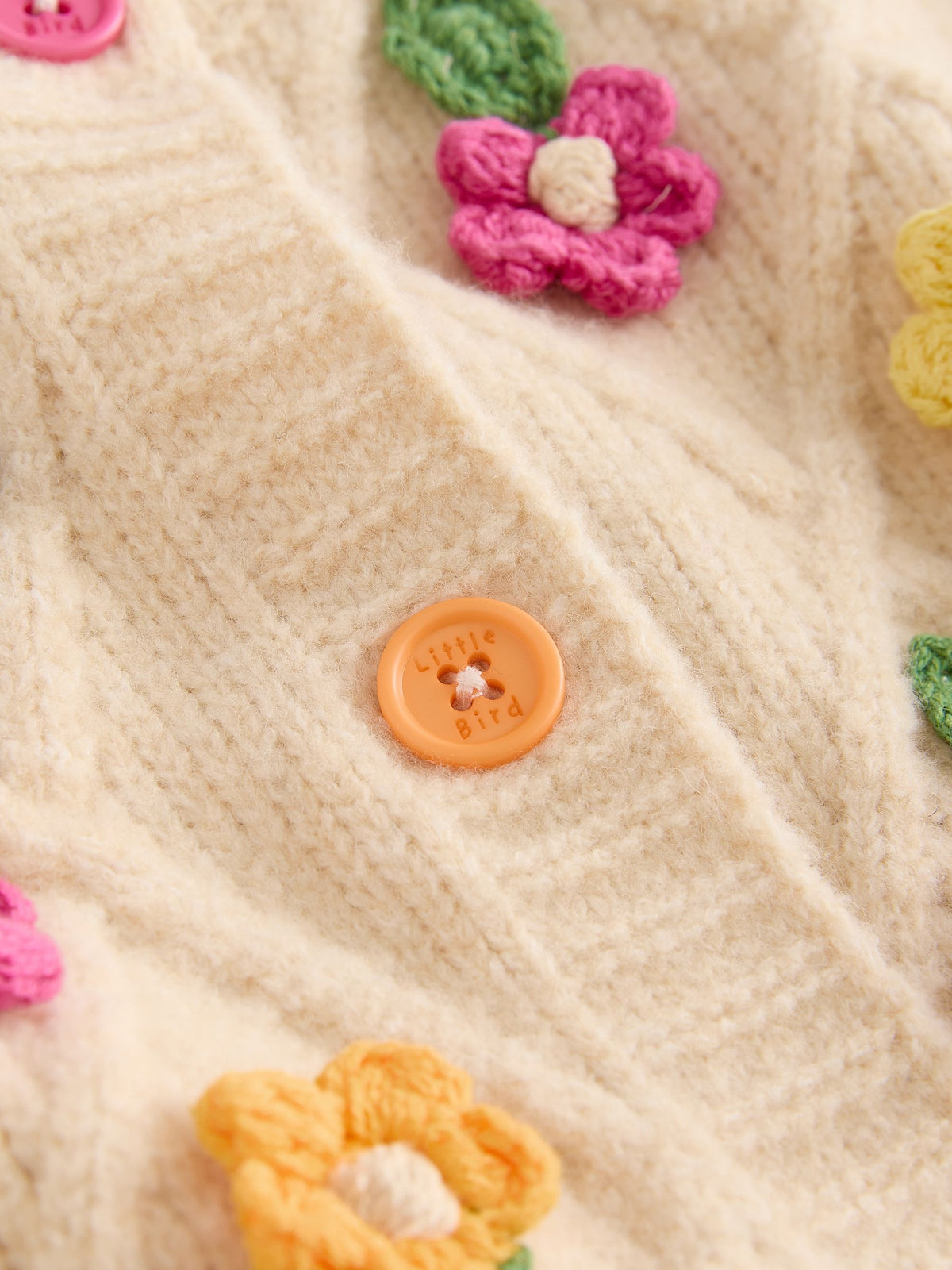 Little Bird 3D Hand Crocheted Rainbow Floral Cardigan