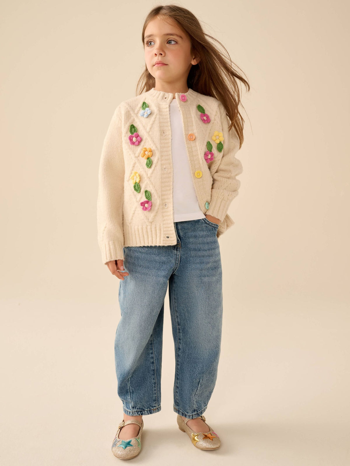Little Bird 3D Hand Crocheted Rainbow Floral Cardigan
