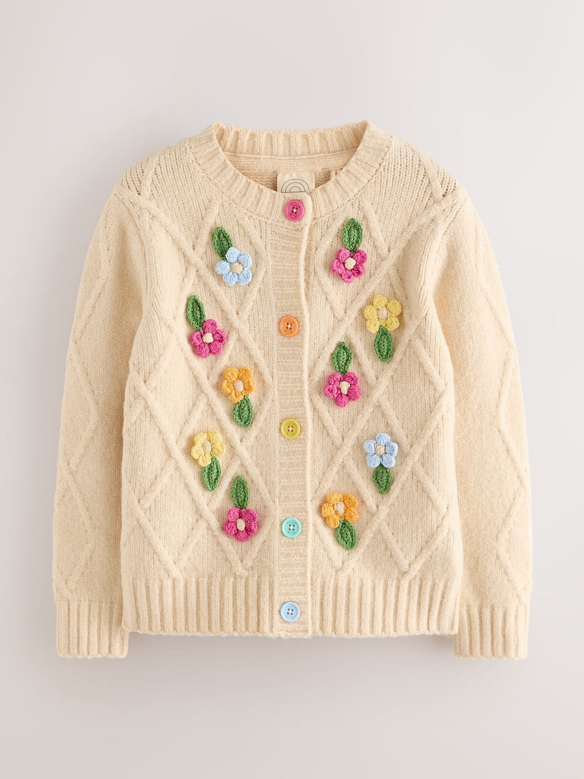 Little Bird 3D Hand Crocheted Rainbow Floral Cardigan