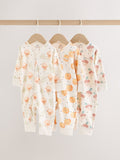 Neutral 3 Pack Two Way Zip Baby Sleepsuit (0mths-3yrs)