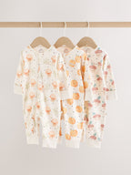 Neutral 3 Pack Two Way Zip Baby Sleepsuit (0mths-3yrs)