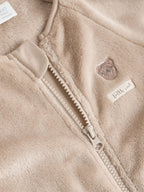 Neutral Bear Fleece Two Way Zip Baby Sleepsuit