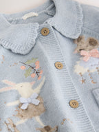 Blue Rabbit and Mouse Collar Cardigan (3mths-7yrs)