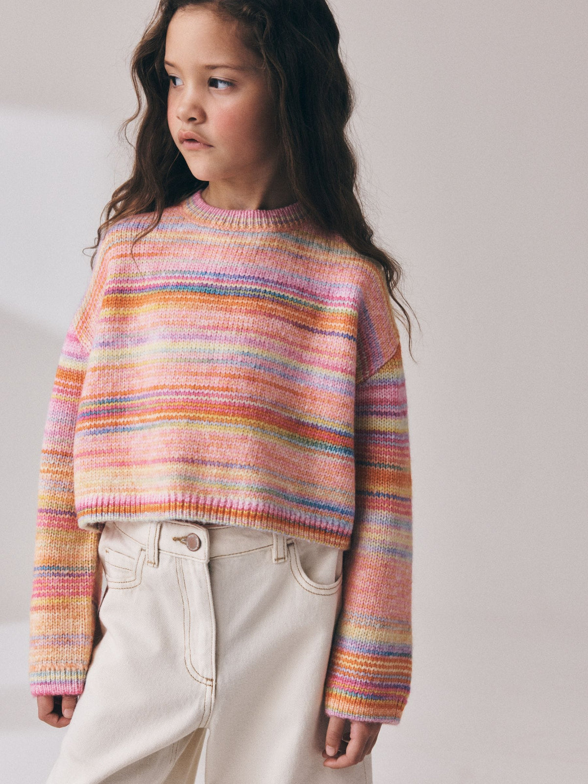 Pink Rainbow Fluffy Jumper (3-16yrs)