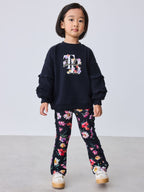 Baker by Ted Baker 2 Piece Sweat Top & Floral Printed Flare Leggings Set