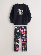 Baker by Ted Baker 2 Piece Sweat Top & Floral Printed Flare Leggings Set