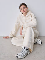 Baker by Ted Baker Cream 2 Piece Marl Lace Trim Zip-Through Hoodie & Joggers Set