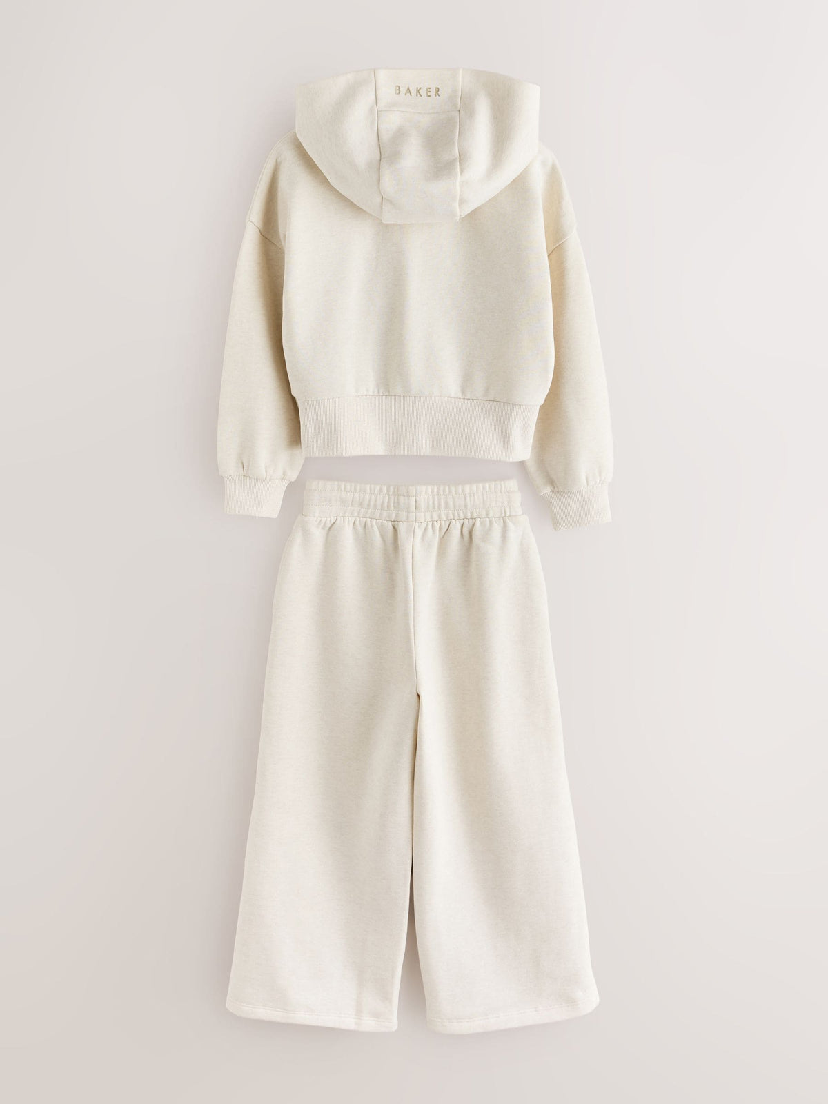 Baker by Ted Baker Cream 2 Piece Marl Lace Trim Zip-Through Hoodie & Joggers Set