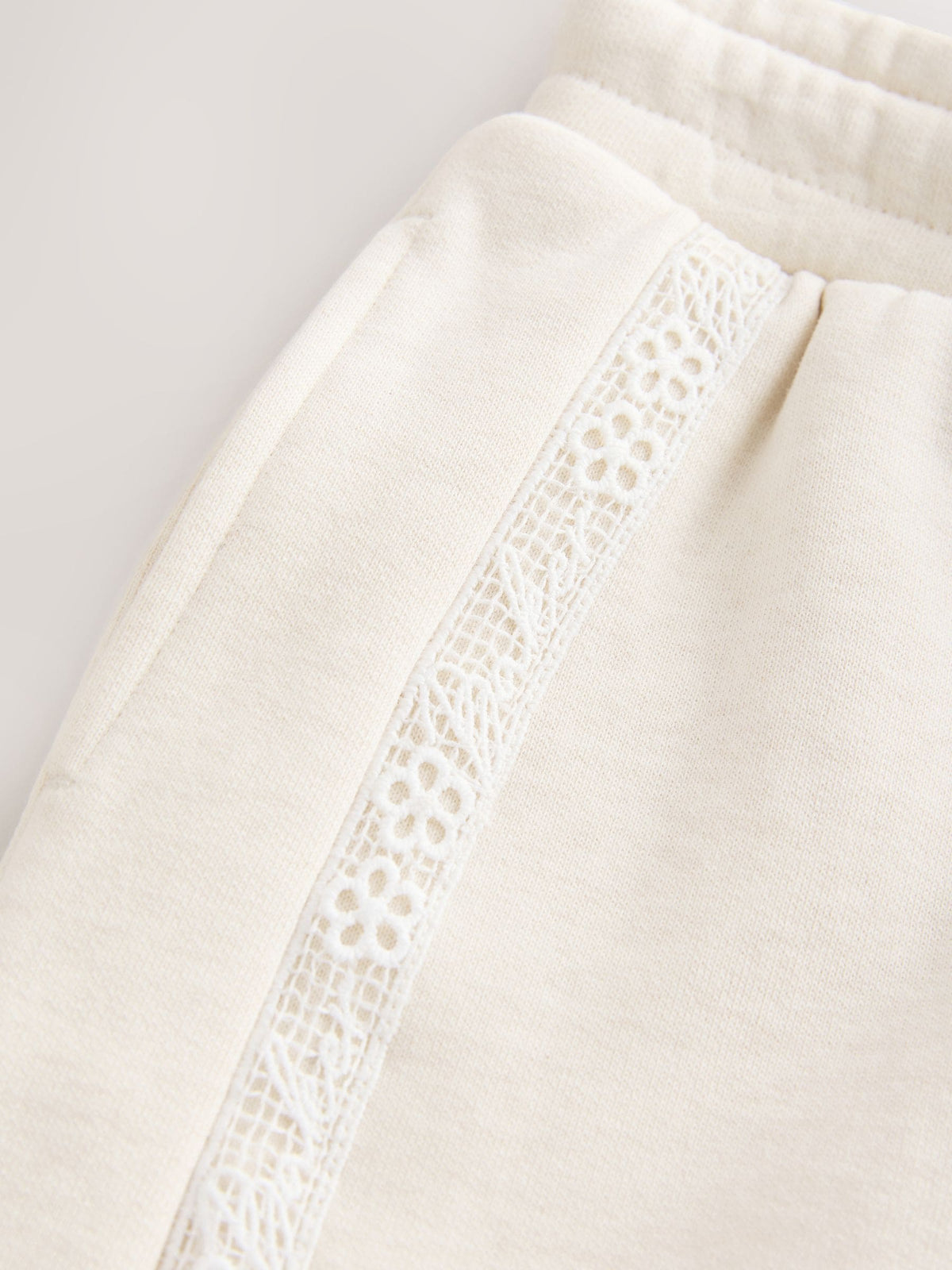 Baker by Ted Baker Cream 2 Piece Marl Lace Trim Zip-Through Hoodie & Joggers Set