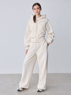 Baker by Ted Baker Cream 2 Piece Marl Lace Trim Zip-Through Hoodie & Joggers Set
