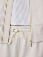 Baker by Ted Baker Cream 2 Piece Marl Lace Trim Zip-Through Hoodie & Joggers Set