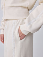 Baker by Ted Baker Cream 2 Piece Marl Lace Trim Zip-Through Hoodie & Joggers Set