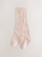 Pink/White Rib Baby Tights 3 Pack