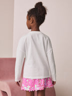 White Long Sleeve Sequin Heart Top (3-16yrs)