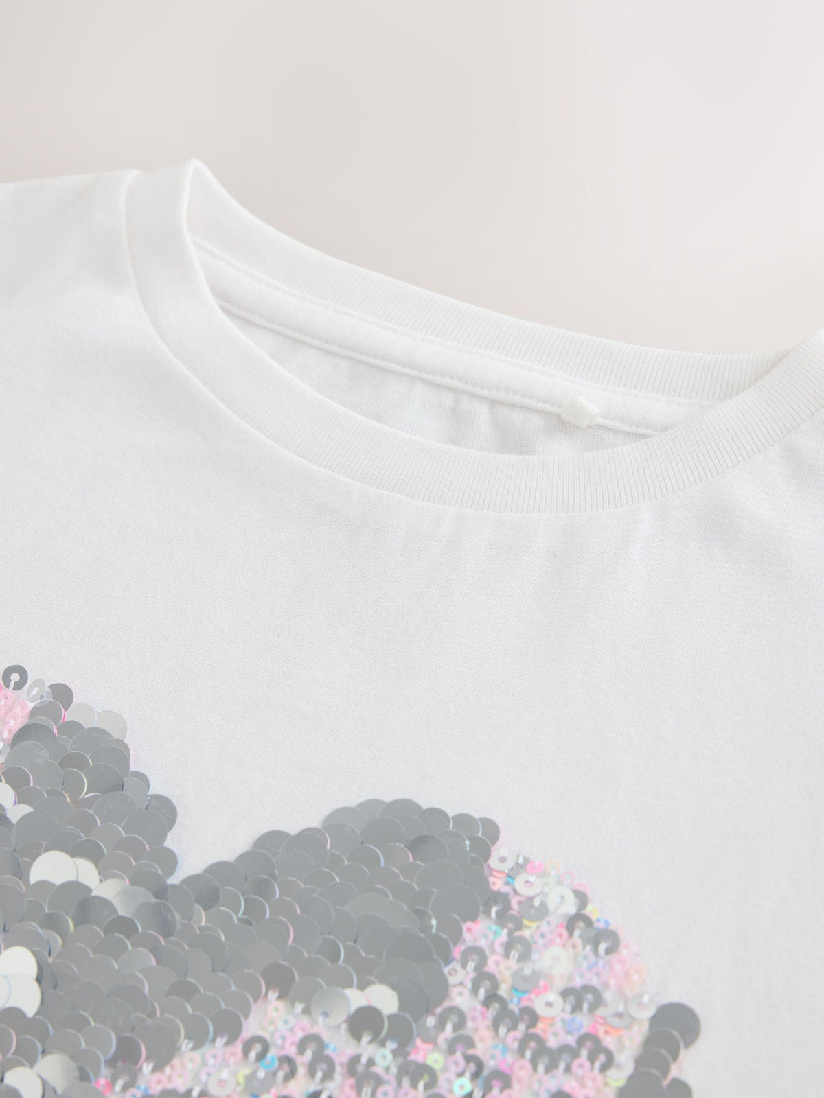 White Long Sleeve Sequin Heart Top (3-16yrs)