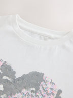 White Long Sleeve Sequin Heart Top (3-16yrs)