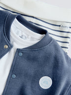 Blue Jersey Jacket, Bodysuit and Leggings Baby Set 3 Piece (0mths-2yrs)