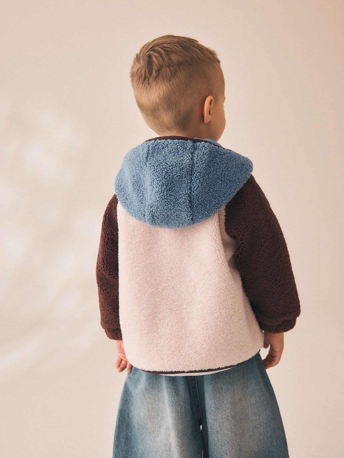 Neutral/Tan Colourblock Hooded Fleece (3mths-7yrs)