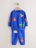 Dark Blue Crew Neck Joggers Set (3mths-7yrs)