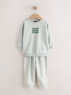 Grey Back Print Crew Neck Joggers Set 4 Piece (3mths-7yrs)